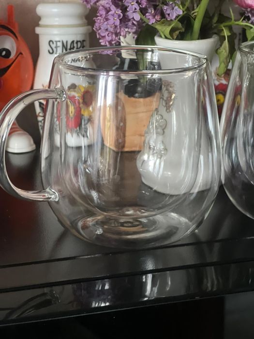 Set de doua cani din sticla transparenta