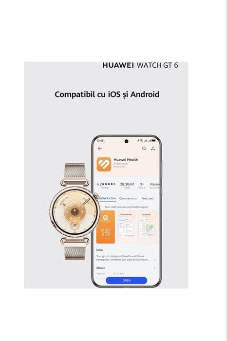 Ceas Huawei Watch GT 6 Elegance Gold, Cutie