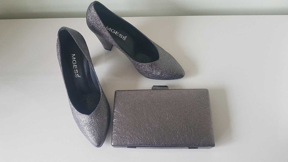 Чисто нови луксозни дамски обувки с чантичка от естествена кожа MGESS