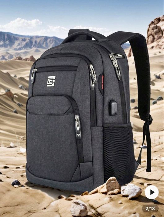 Модерна туристическа раница за пътуване с голям капацитет/Черна и сива