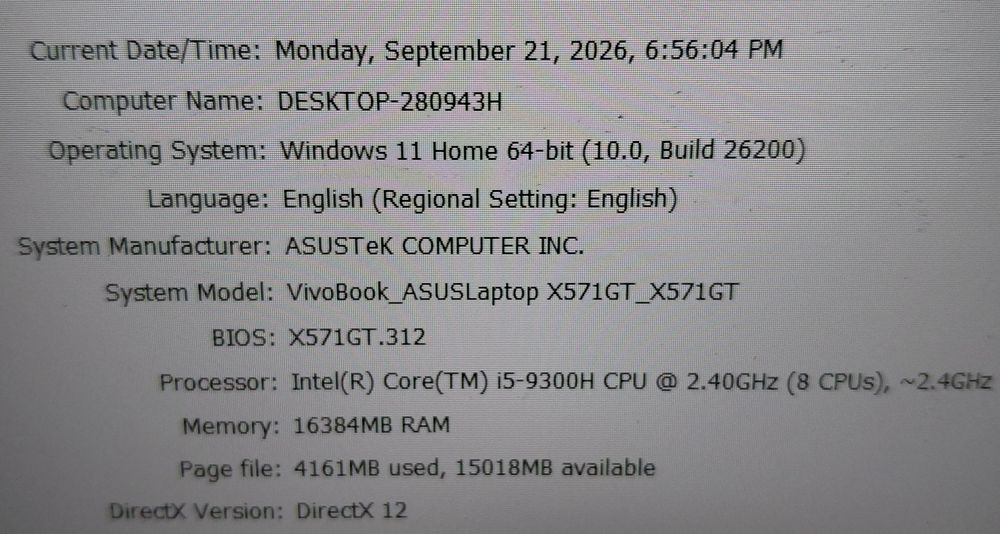Laptop gaming Asus X571GT i5 9300h 16gb ram 512gb ssd GTX 1650 4GB