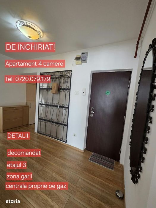 Inchiriez apartament 4 camere decomandat etajul 2 zona Piata Garii