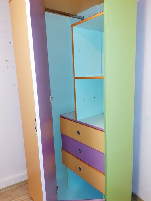 mobilier copii pat supraetajat + dulap + birou
