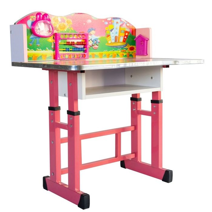 Детски дървено Бюро със стол за деца, дизайн розов цвят