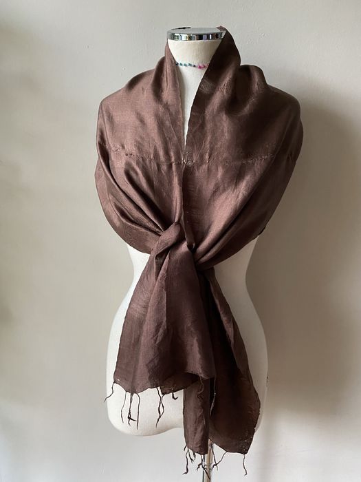 Бежов/ екрю/ розов шал от кашмир, вълна, вискоза, коприна