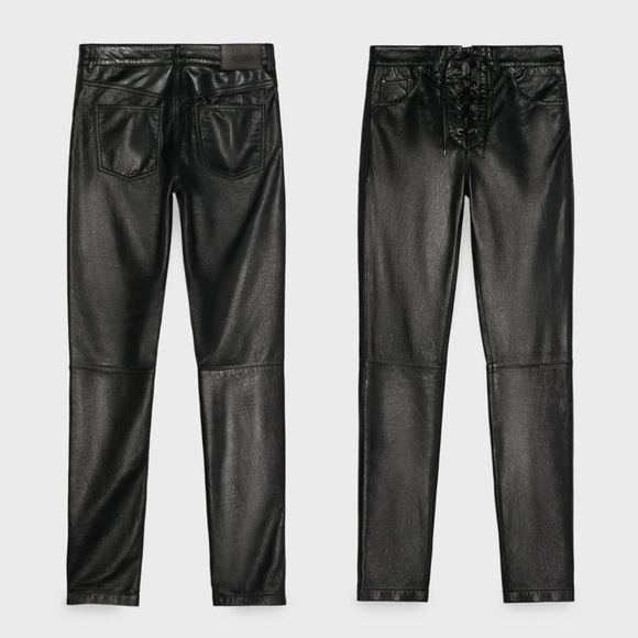 Pantaloni din piele naturala Zara × Steven Meisel  capsule collection