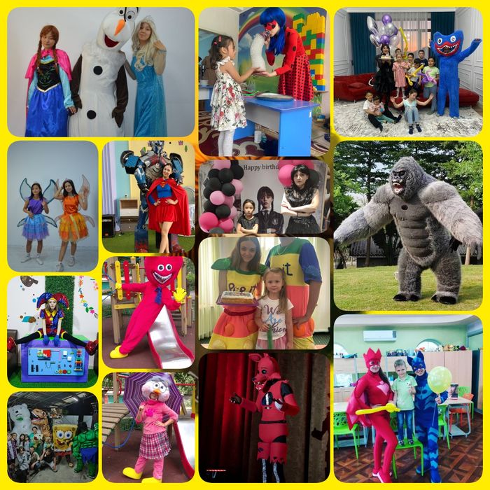 Аниматоры  представление множество персонажей Халк Трансформеры диноза