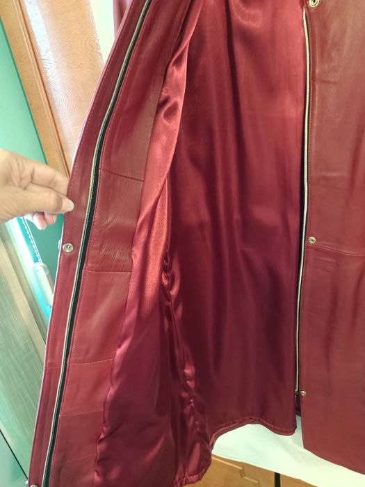 Haina piele 3/4 marime XL, culoare rosu-grena