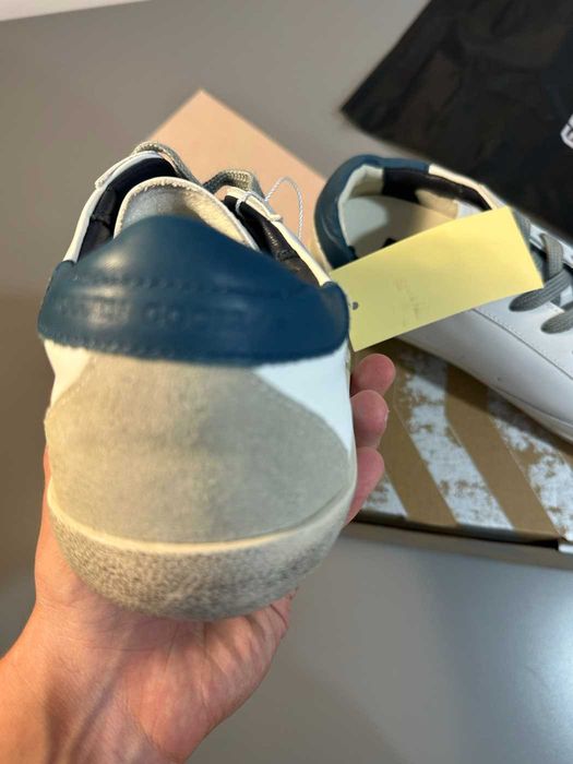 Golden Goose Superstar sneakers piele stea gri toc bleumarin