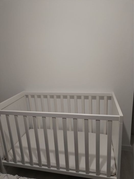 Patut copii, alb, 60x120 cm + saltea