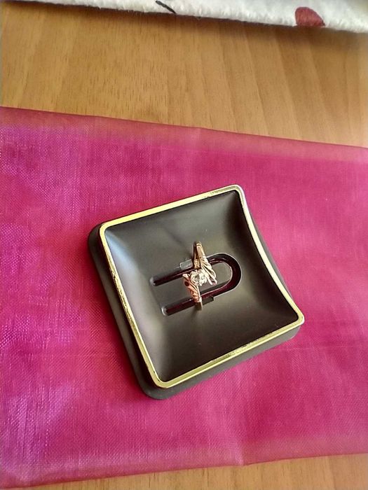 Дамски Пръстен, жълто Злато-14к  с Диамант