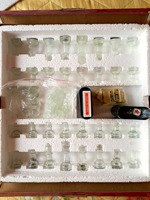 6в1 Стъклени Шах, Табла  Дама... комплект игри