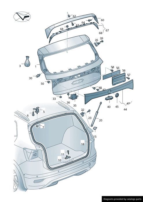 Element reflectorizant spate VW T-Cross, 01.2019-, montare spate, Central, portbagaj, OE, 2GM827578A041