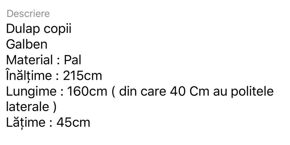 Șifonier galben copii