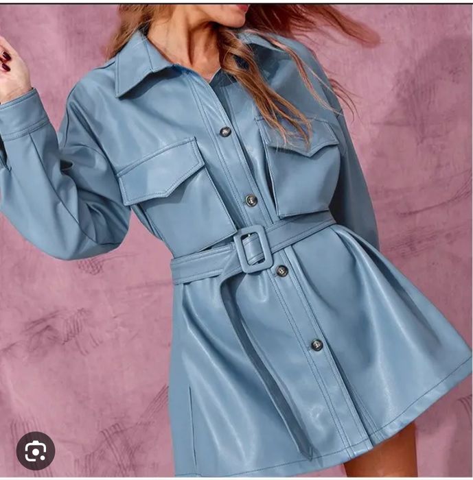 Кожанная рубашка. Кожаный сарафан. Новые вещи дёшево.