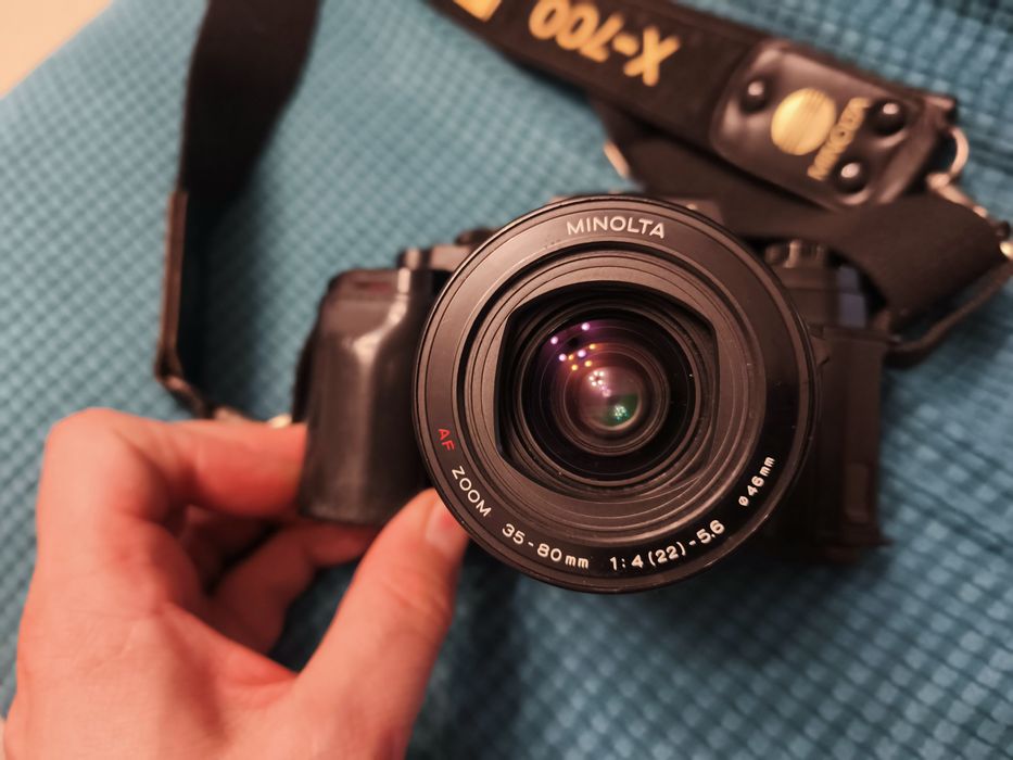 Slr Minolta 9000 AF + obiectiv Minolta 35–70mm f/4 + curea originală