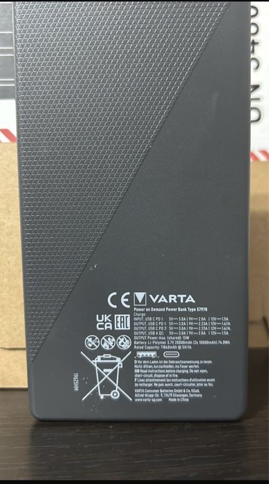 Baterie Externa 20000mAh, Varta, iesire USB A + C