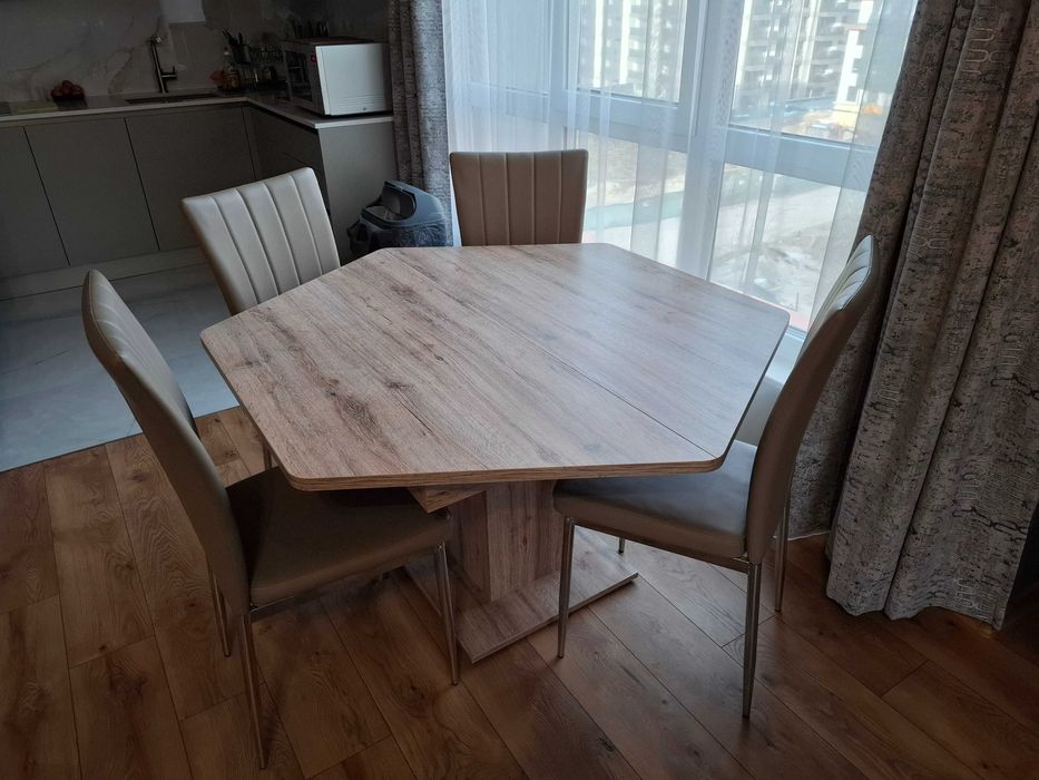 Трапезни столове, изкуствена кожа, 4 броя