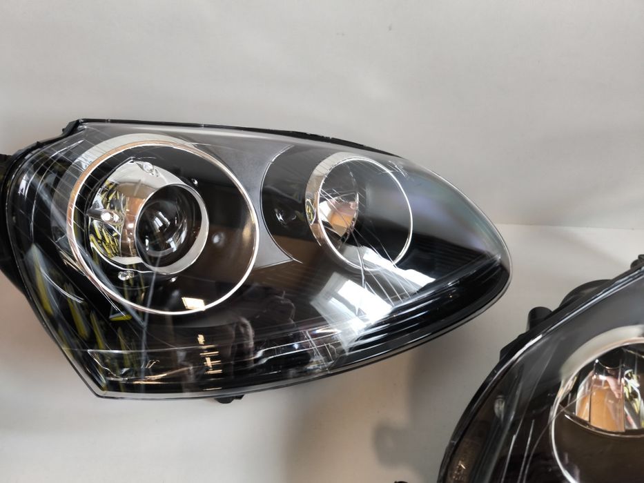 Фарове VW Голф 5 ГТИ Стил Тъмни с лупи Нови  Golf 5 тунинг GTI