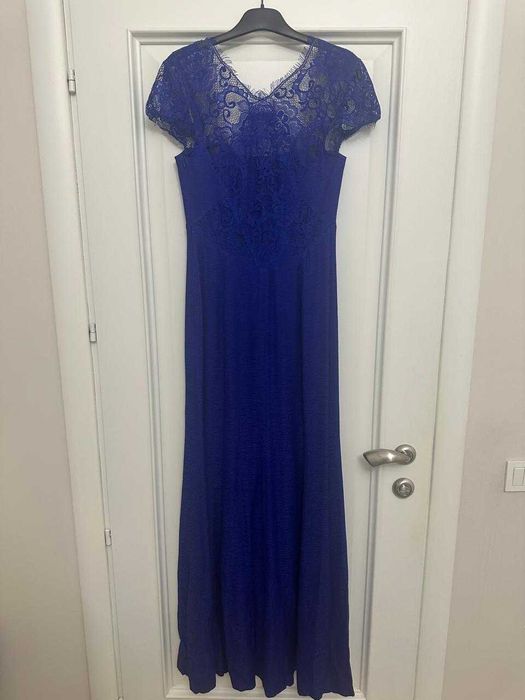 Платье вечернее синее с кружевом