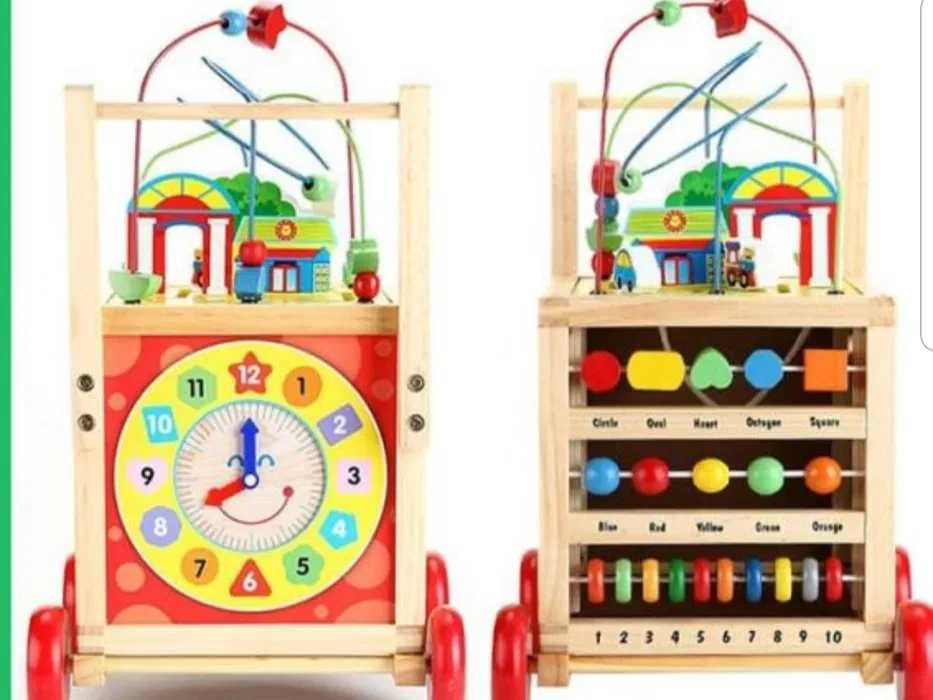 Cub educativ 6 in 1 cu activitati,antepremergator din lemn