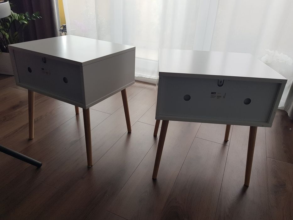 Noptiera cu sertar bambus/alb