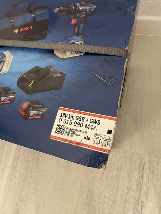 Set unelte electrice Bosch GSB 18V-55 + GWS 18V-7 + 2 bateri 4.0 Ah m