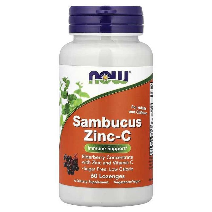 NOW Foods Sambucus Zinc-C Zinc C цинк с витамином С и бузиной