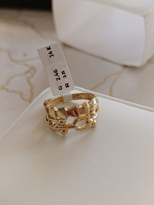 , золотое кольцо Tiffany vs Bulgari двойка Евро модель проба 585,вес 3