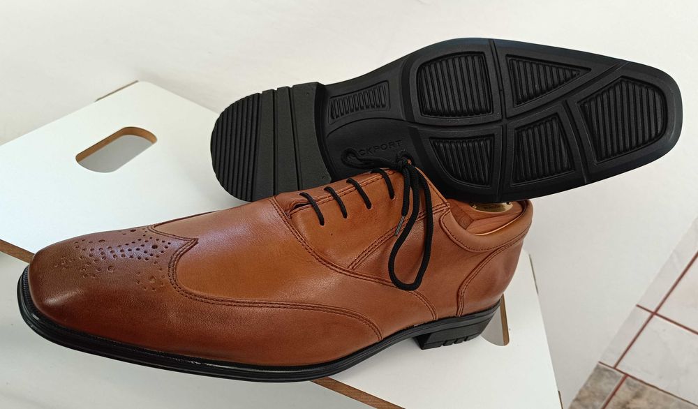 Pantofi oxford 46.5 47 premium Rockport NOI piele naturala moale