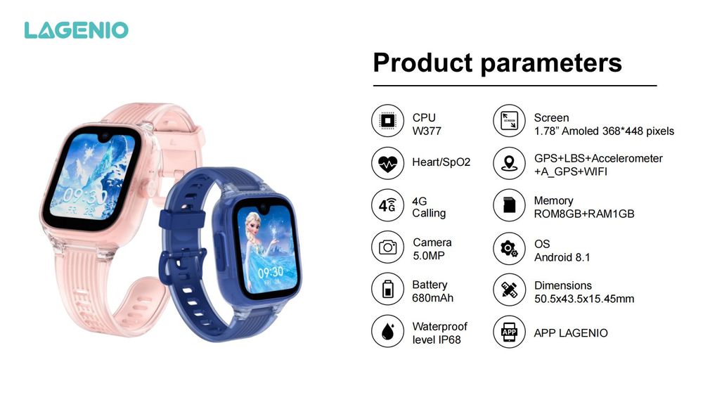 Висок клас 4G Смарт часовник за деца Lagenio K2 с мобилен интернет