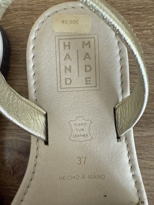 Златни сандали естествена кожа ръчно правени 37 номер