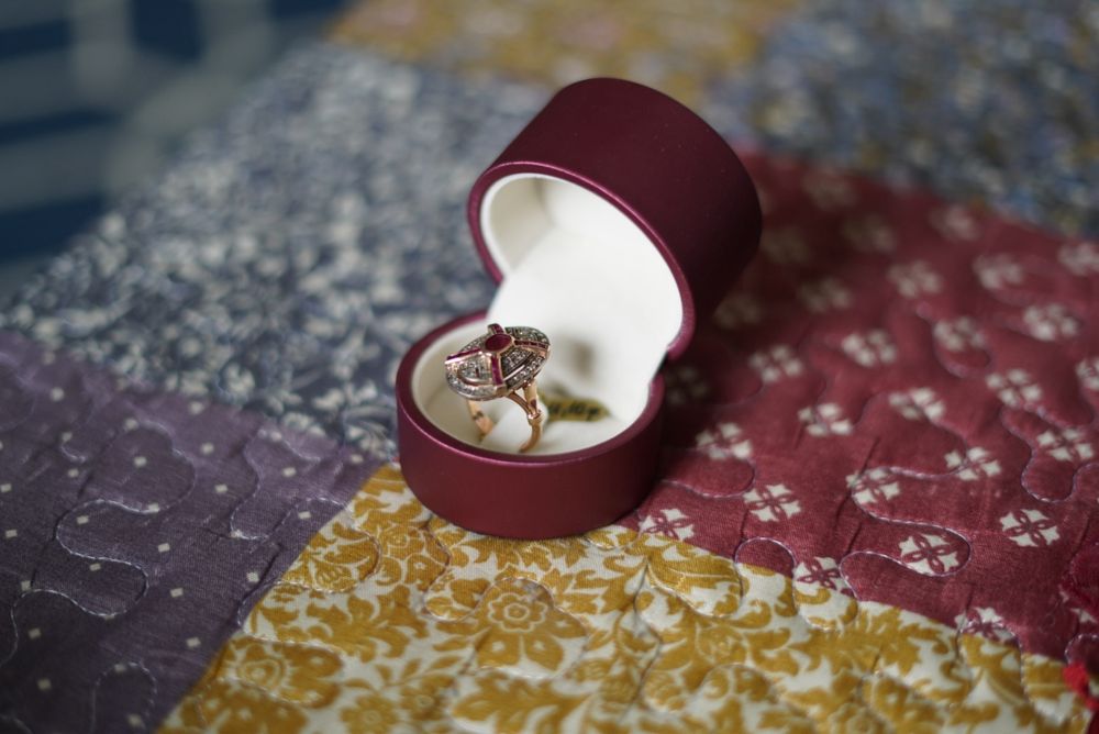 Inel Aur 14k cu Diamant si Rubin