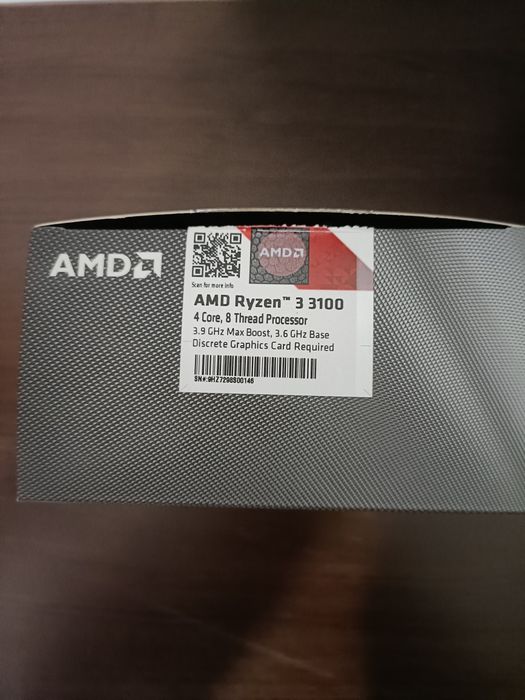 Ryzen 3 3100, 3.9GHz boost Socket AM4