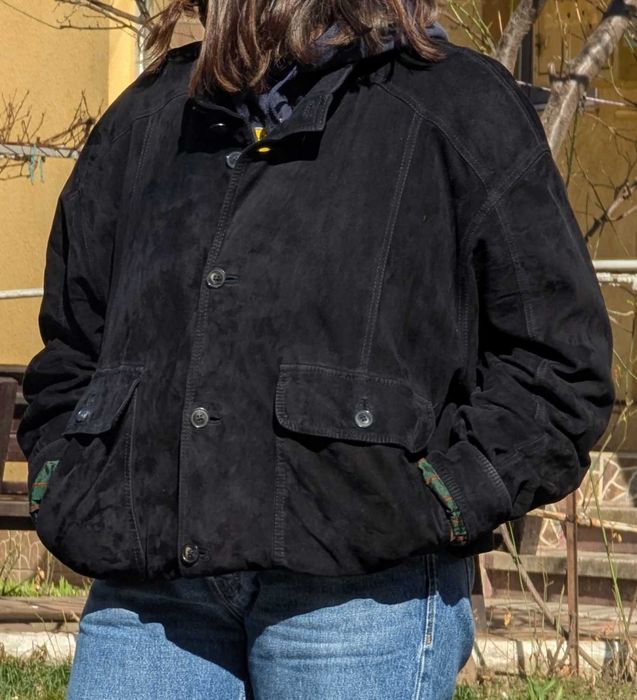 Geacă bomber Pohland XXL piele intoarsa, neagra, vintage, real leather