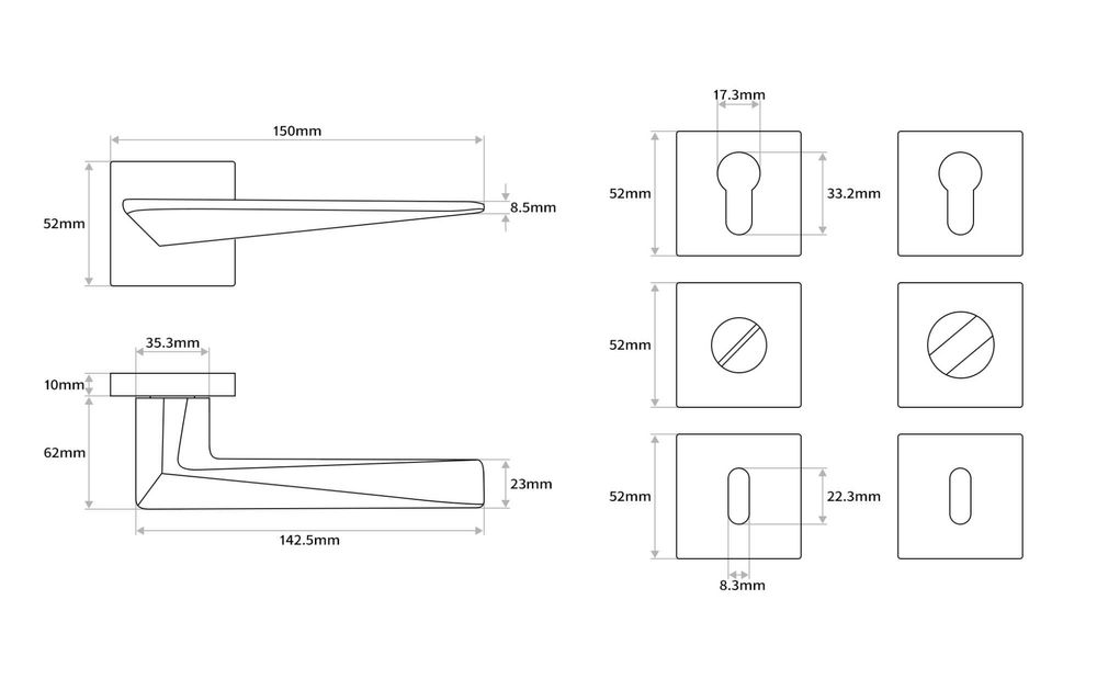 Дръжка за врата 228 розетка - Инокс