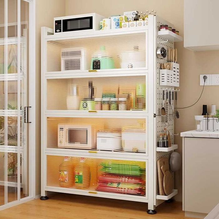 Шкаф для балкона с выдвижными дверями и ПВХ панелями