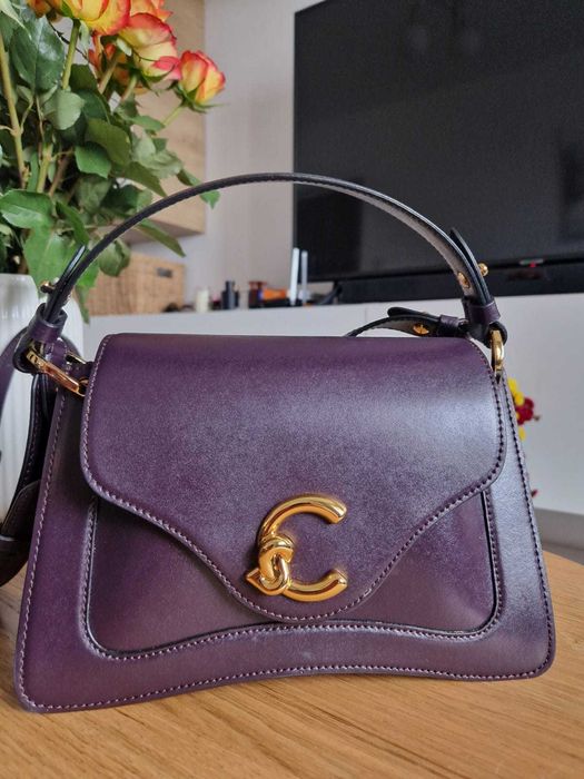 Geantă Coccinelle C-me piele neteda, culoare Pruna, mov inchis