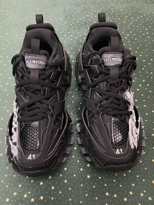 Balenciaga Track Signature Black Distressed Finish