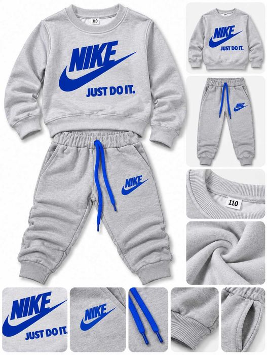Детски комплект с щампа Nike  , сива блуза и сиво долнище , 1-6 години