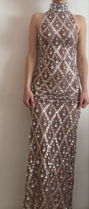 Официална дълга рокля с диаманти