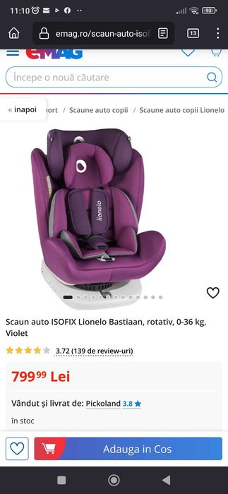 Scaun auto, Lionelo, Bastiaan  Rotire 360 grade,Cu Centura Top Tether