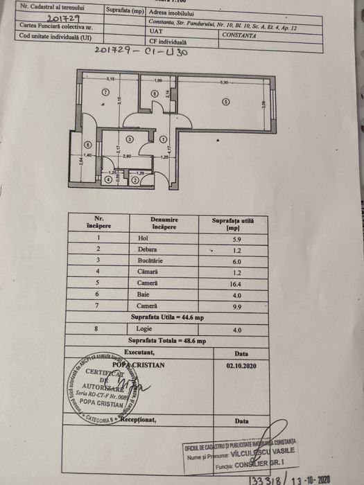 Ocazie vind apartament stradal 2 camere decomandat Gaze,renovat et.4 cu pod zona km 5str. Pandurului Nr 10