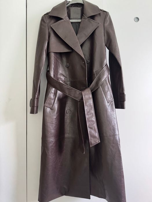 Кожен шлифер шоколад