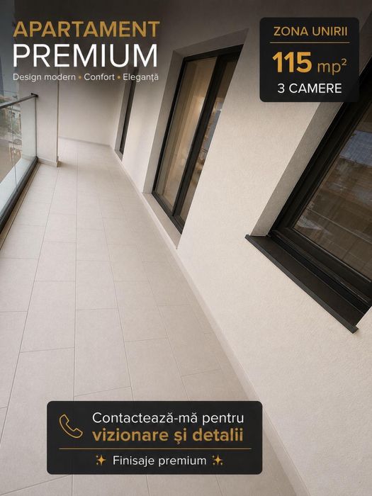Unirii apartament 3 camere, parcare inclusa, bloc nou, direct proprietar, finisaje premium.