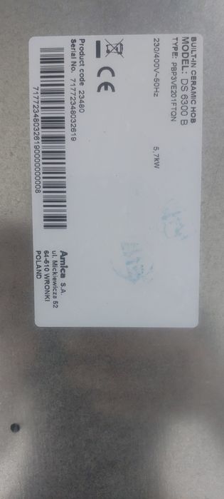 Керамичен плот за вграждане с три котлона Amica