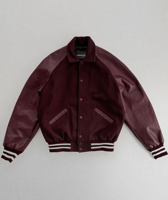 Винтажная шерстяная куртка-бомбер / Powers Varsity Jackets (бордовый)