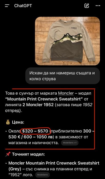Суитшърт Moncler