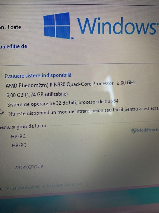 Laptop Hp display 15,6 led,6gb ram,500gb memorie,vine cu incarcator .