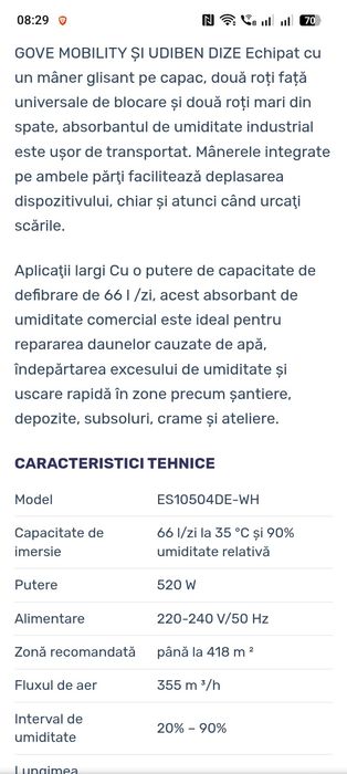 Dezumidificator profesional duce 400 metri patrati